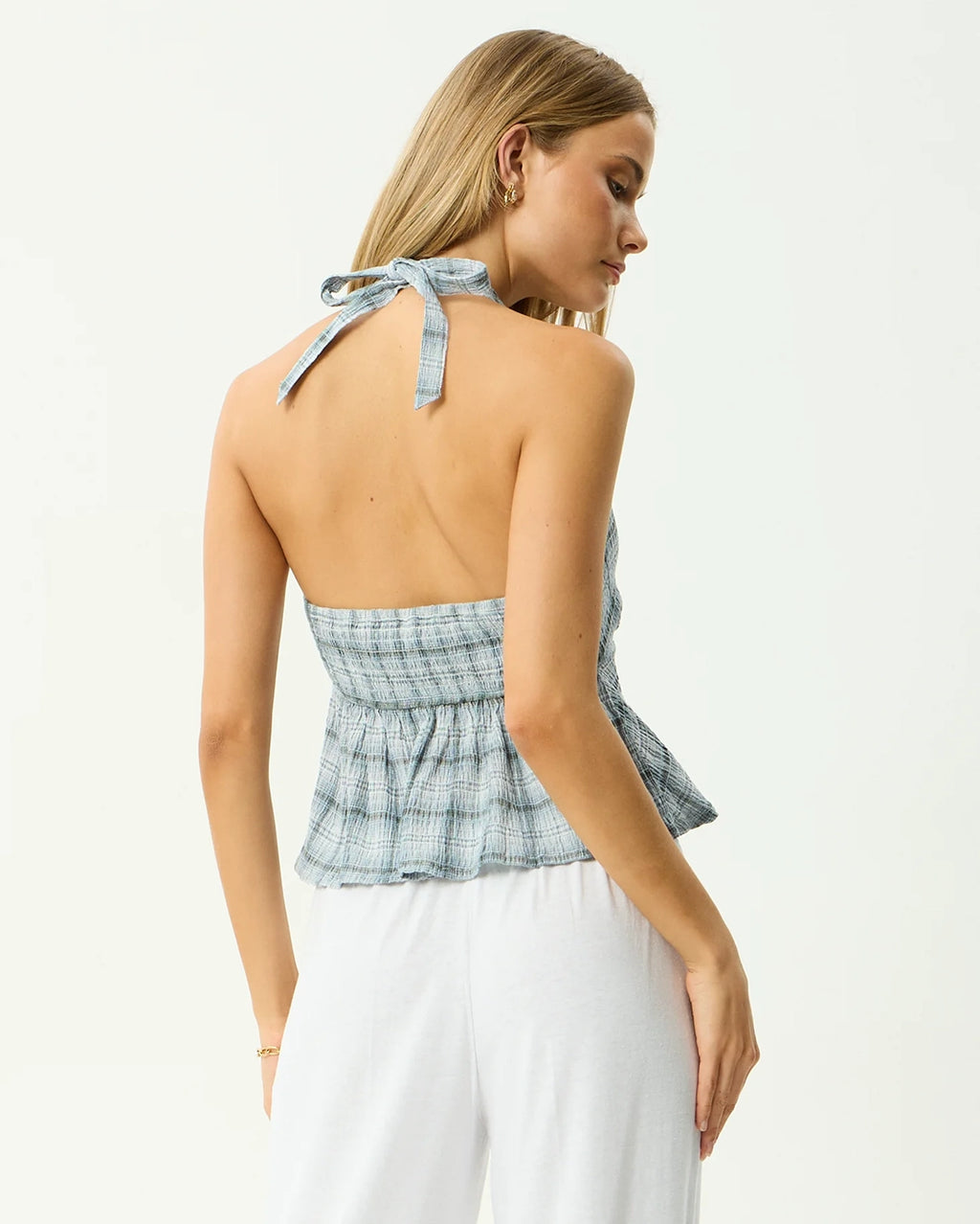 Lagoon - Seersucker Halter Top - Overcast Check by Afends - view 8