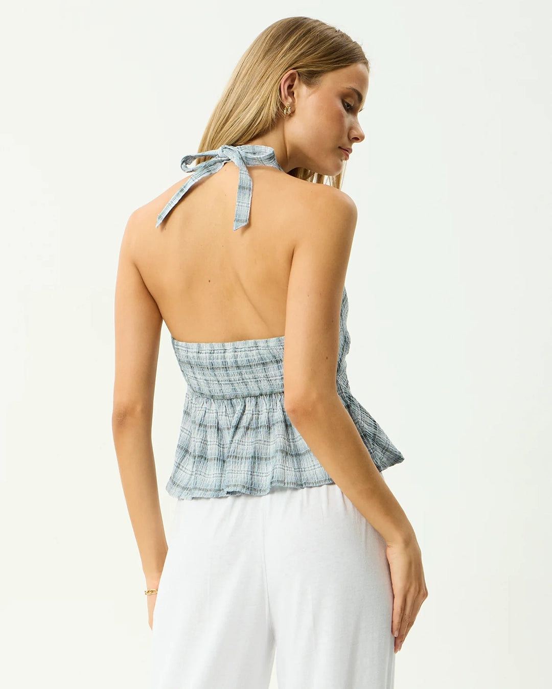 Lagoon - Seersucker Halter Top - Overcast Check by Afends - view 8