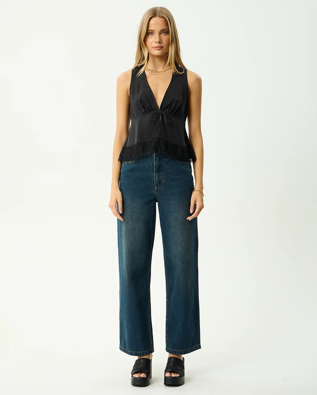 Sinclair - Cupro Tie Top - Black by Afends - view 2