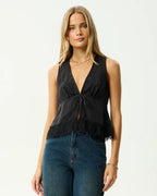 Sinclair - Cupro Tie Top - Black by Afends