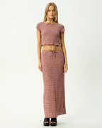 Capricorn - Seersucker Top - Burgundy / Beige Check by Afends - view 4