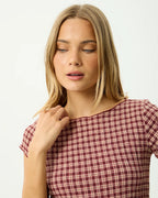 Capricorn - Seersucker Top - Burgundy / Beige Check by Afends - view 9