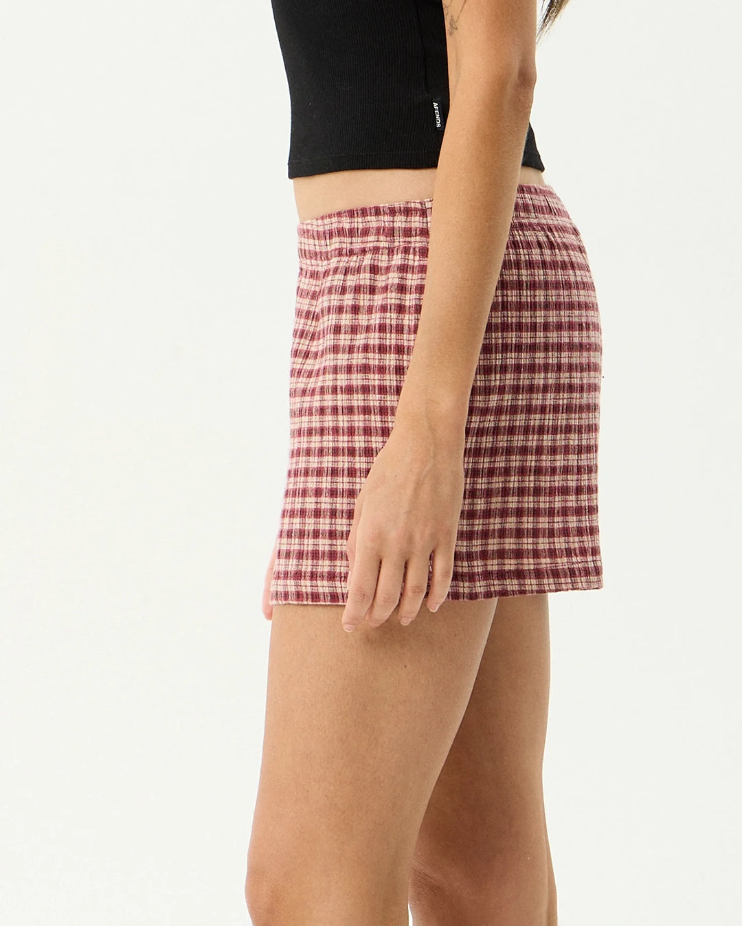 Capricorn - Seersucker Short - Burgundy / Beige Check by Afends - view 6