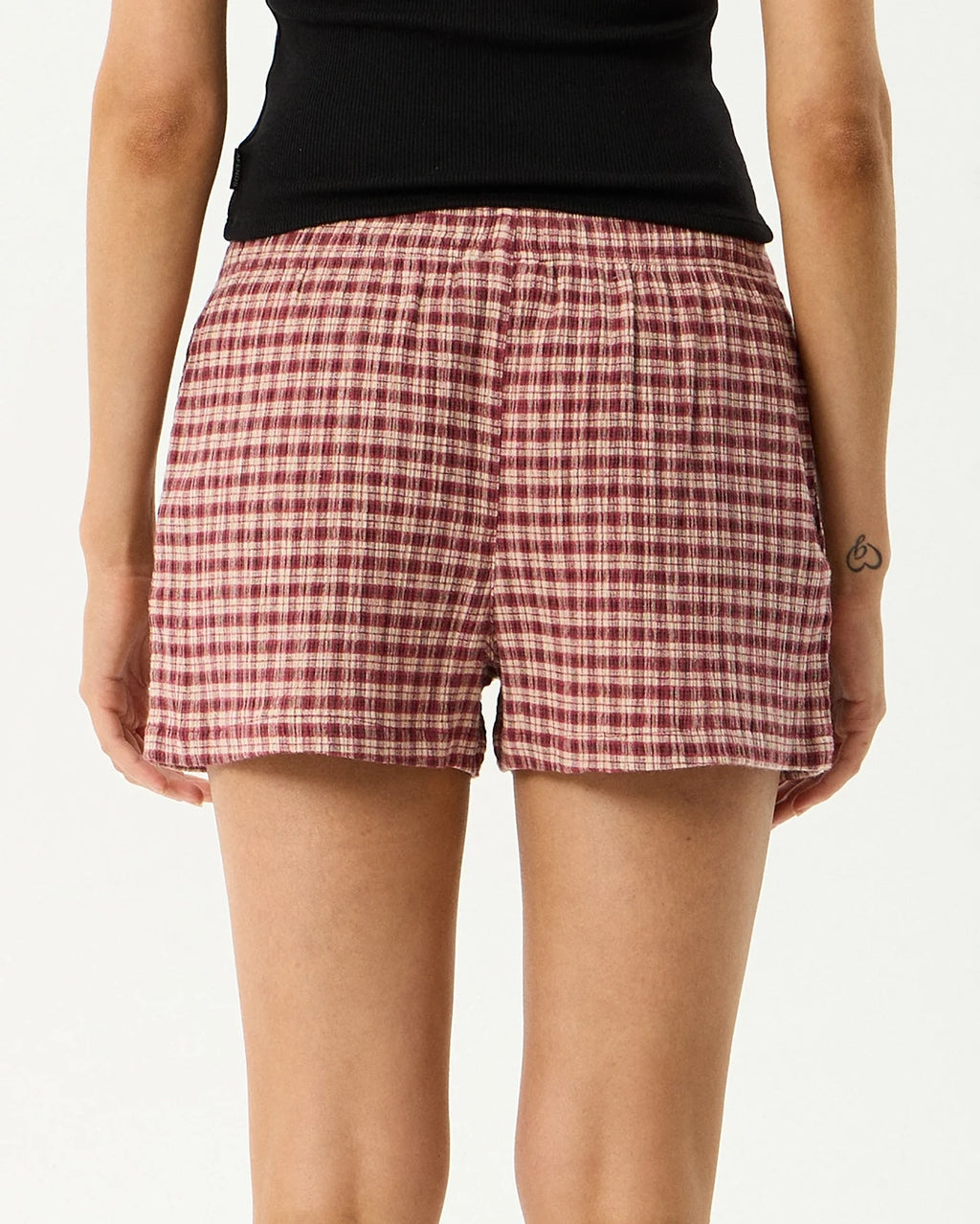 Capricorn - Seersucker Short - Burgundy / Beige Check by Afends - view 8