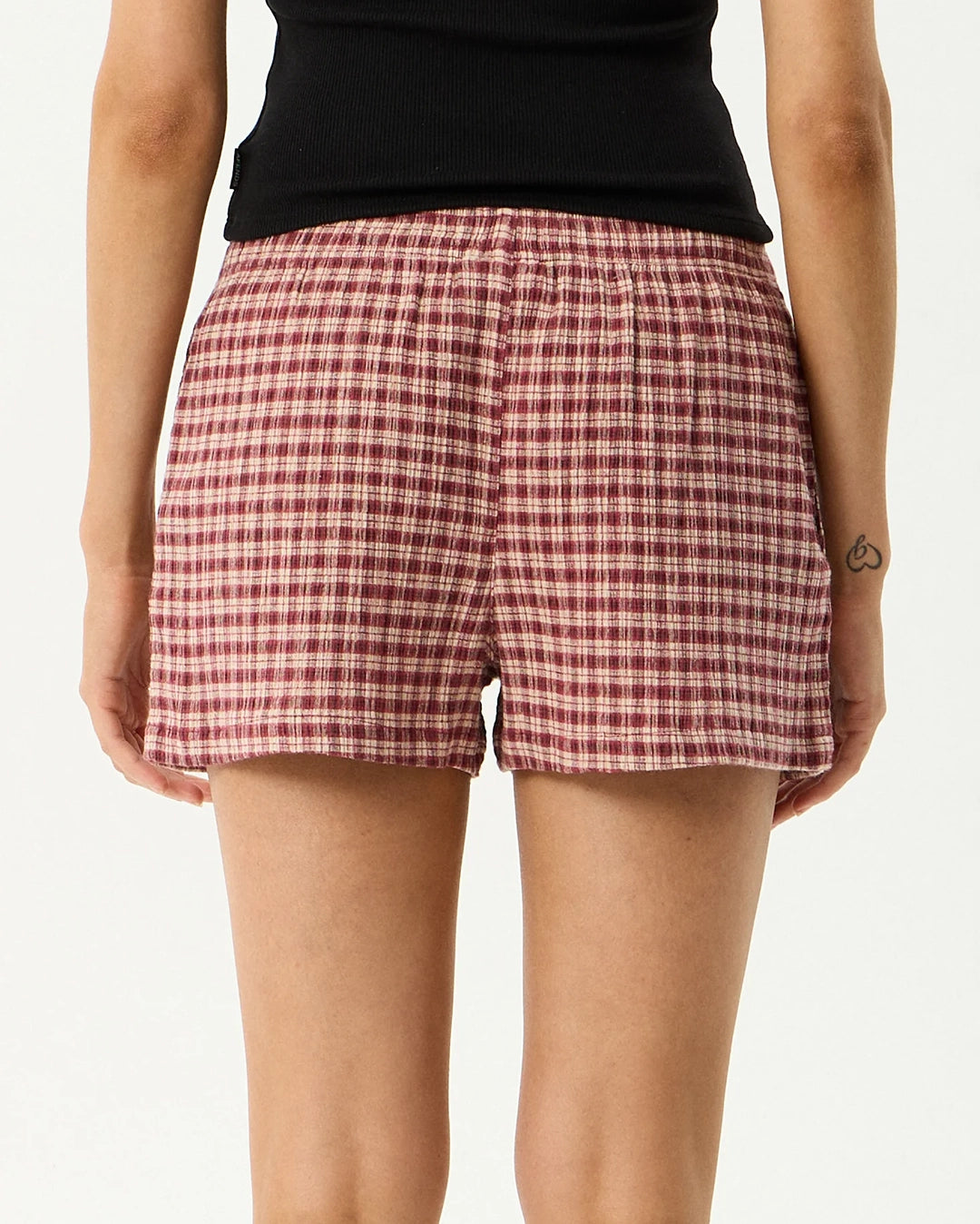 Capricorn - Seersucker Short - Burgundy / Beige Check by Afends - view 8