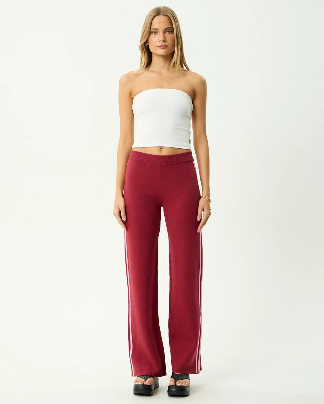 Sunny - Knit Pant - Burgundy by Afends - view 2