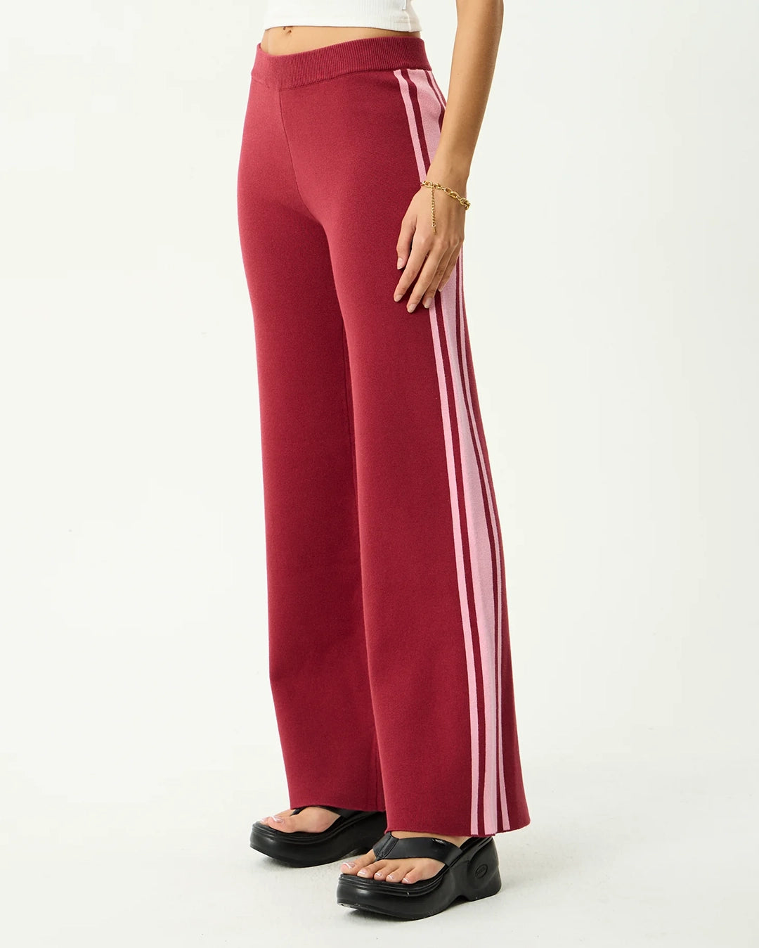 Sunny - Knit Pant - Burgundy by Afends - view 3