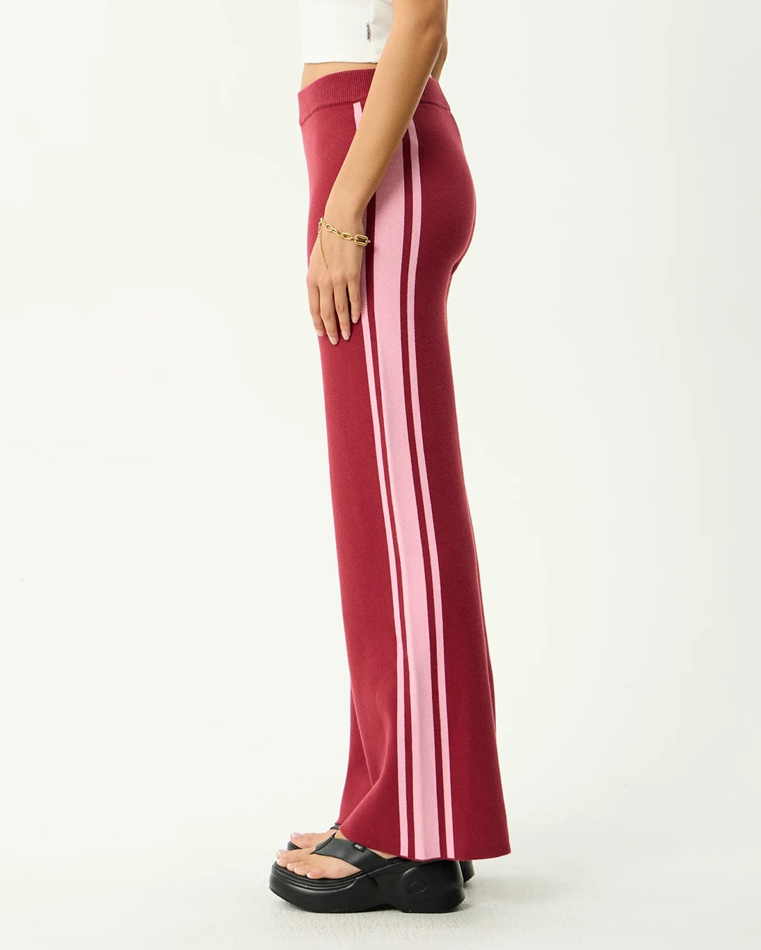 Sunny - Knit Pant - Burgundy by Afends - view 4