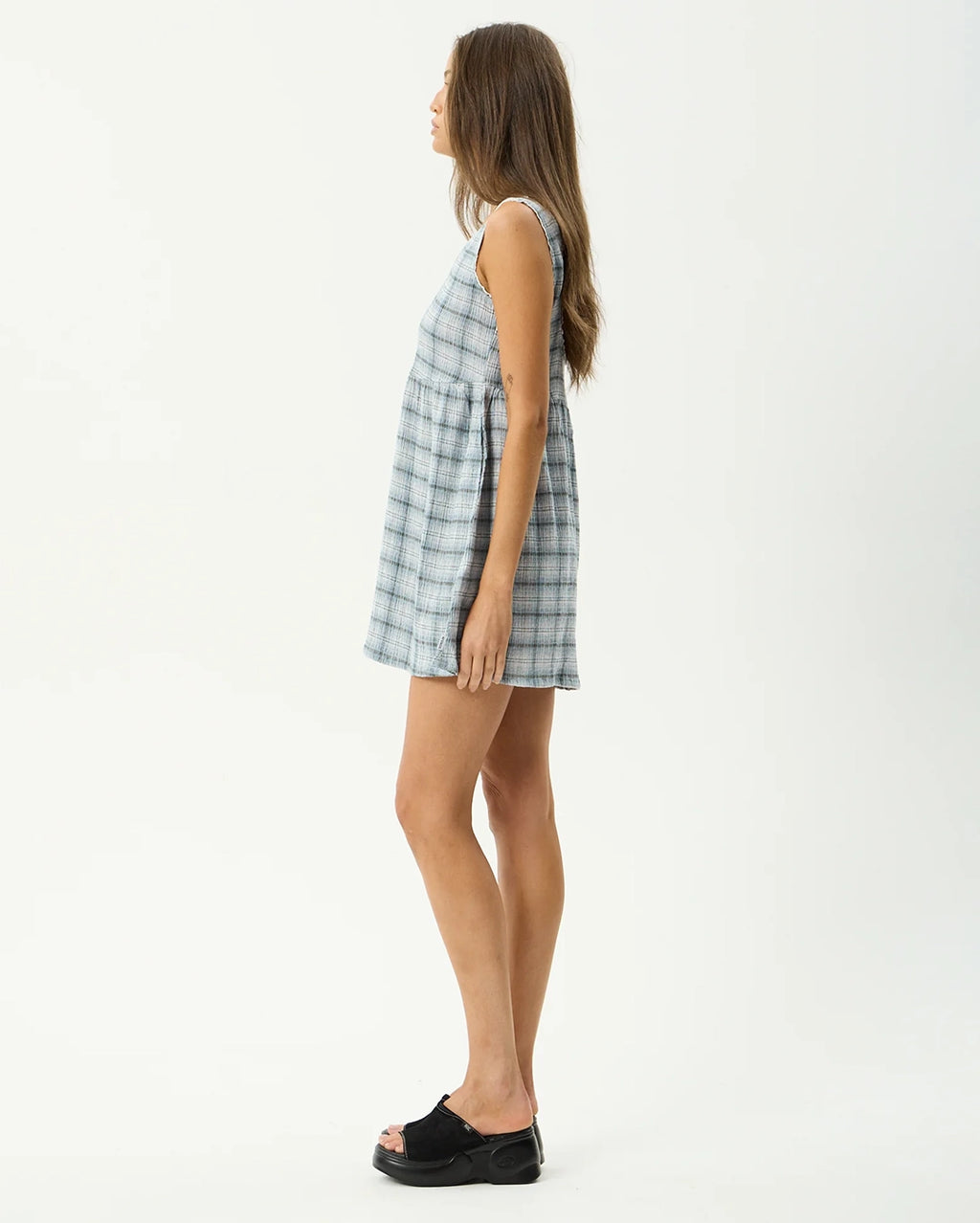 Lagoon Jesse - Seersucker Mini Dress - Overcast Check by Afends - view 7