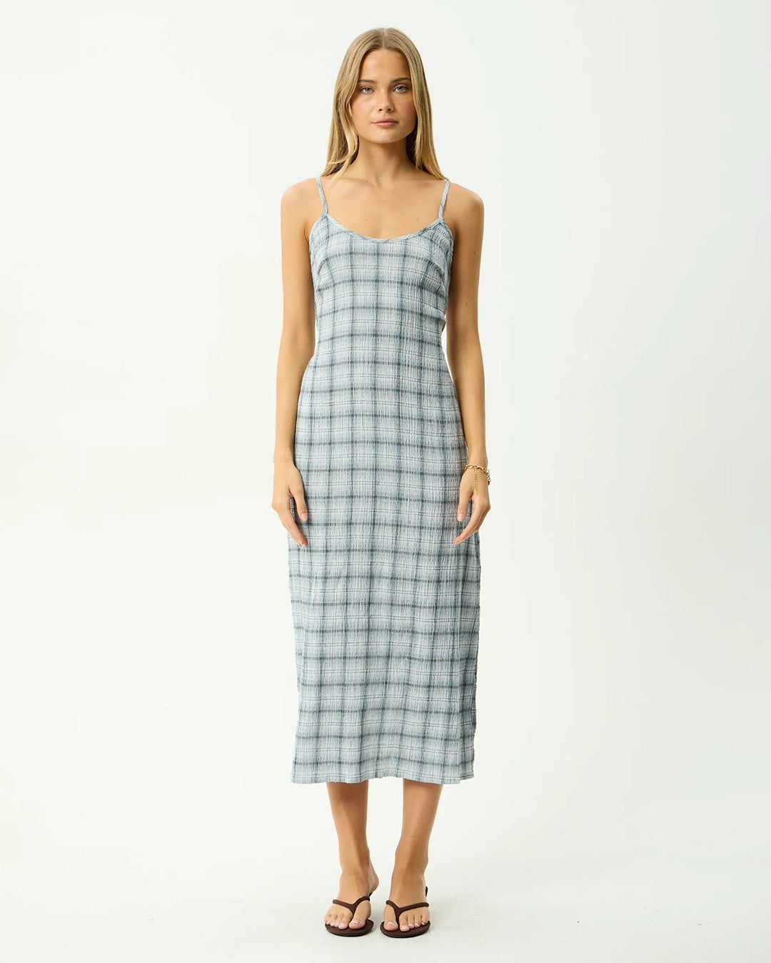 Lagoon - Seersucker Midi Dress - Overcast Check by Afends - view 3