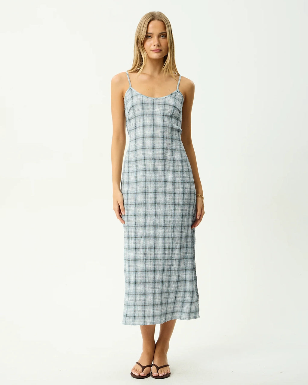 Lagoon - Seersucker Midi Dress - Overcast Check by Afends - view 4