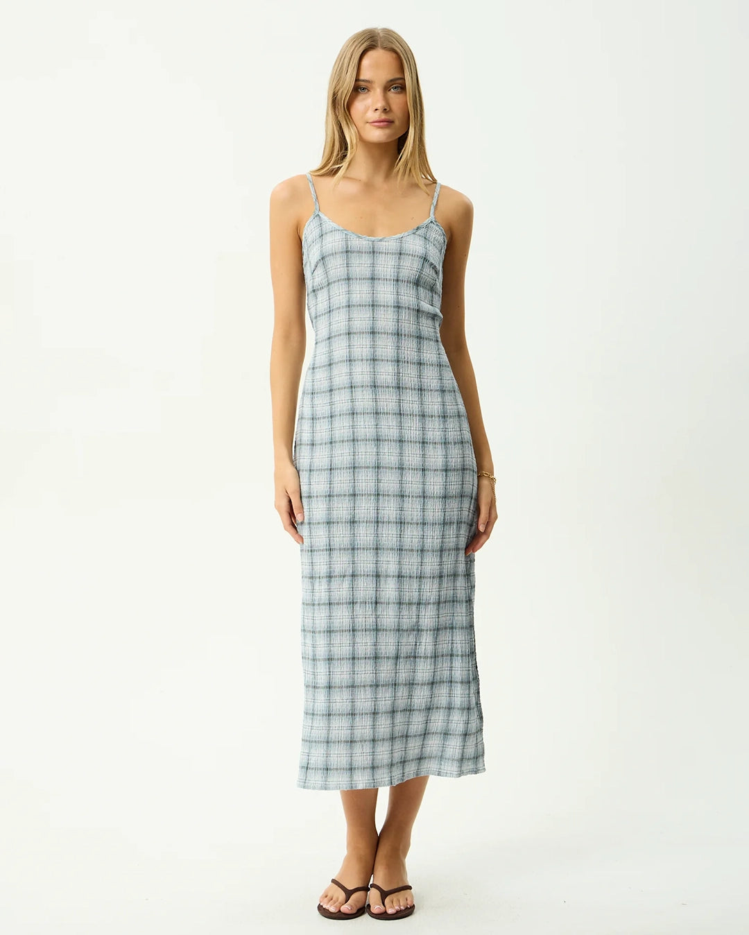 Lagoon - Seersucker Midi Dress - Overcast Check by Afends - view 4