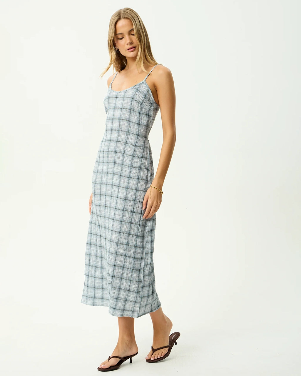 Lagoon - Seersucker Midi Dress - Overcast Check by Afends - view 2