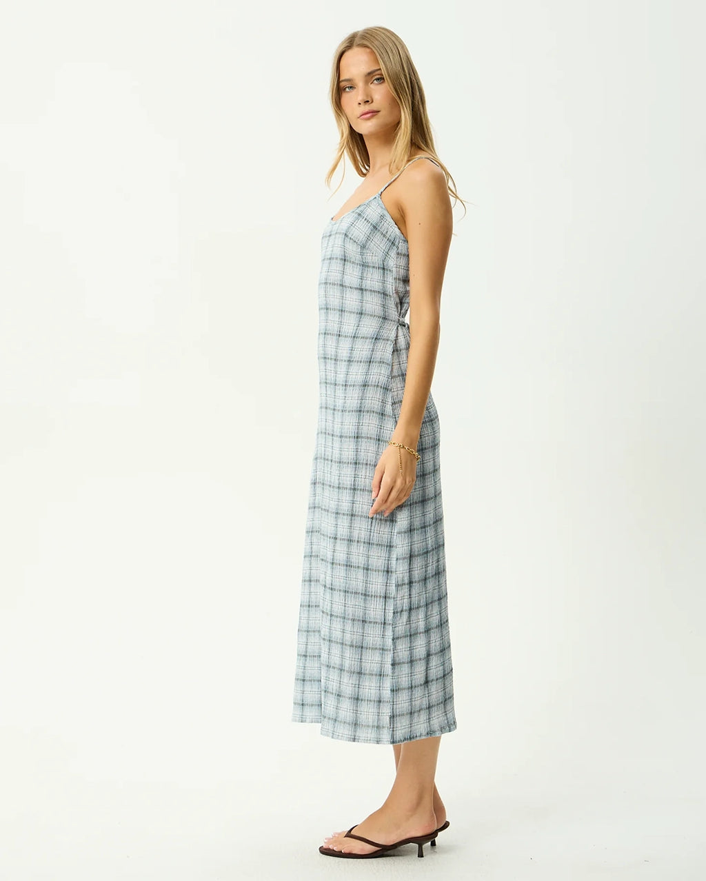Lagoon - Seersucker Midi Dress - Overcast Check by Afends - view 5