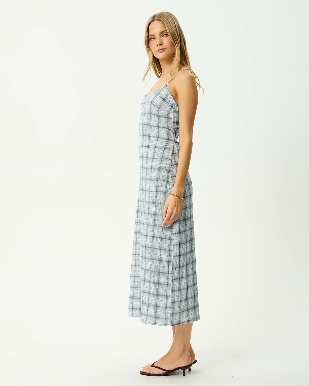 Lagoon - Seersucker Midi Dress - Overcast Check by Afends - view 5