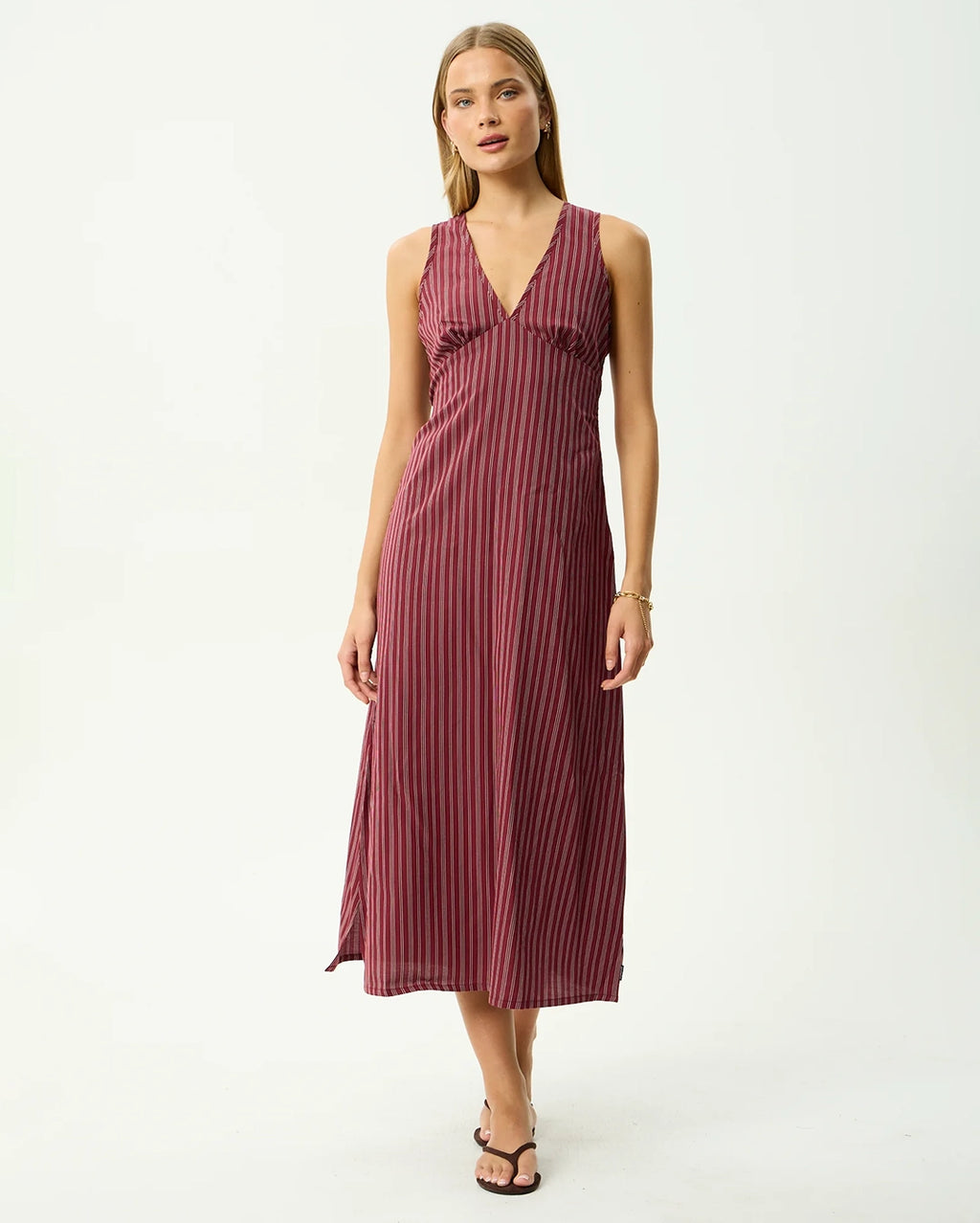 Ledger - Maxi Dress - Burgundy Stripe
