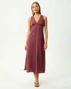 Ledger - Maxi Dress - Burgundy Stripe by Afends - view 2