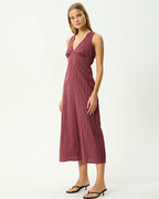 Ledger - Maxi Dress - Burgundy Stripe by Afends - view 3