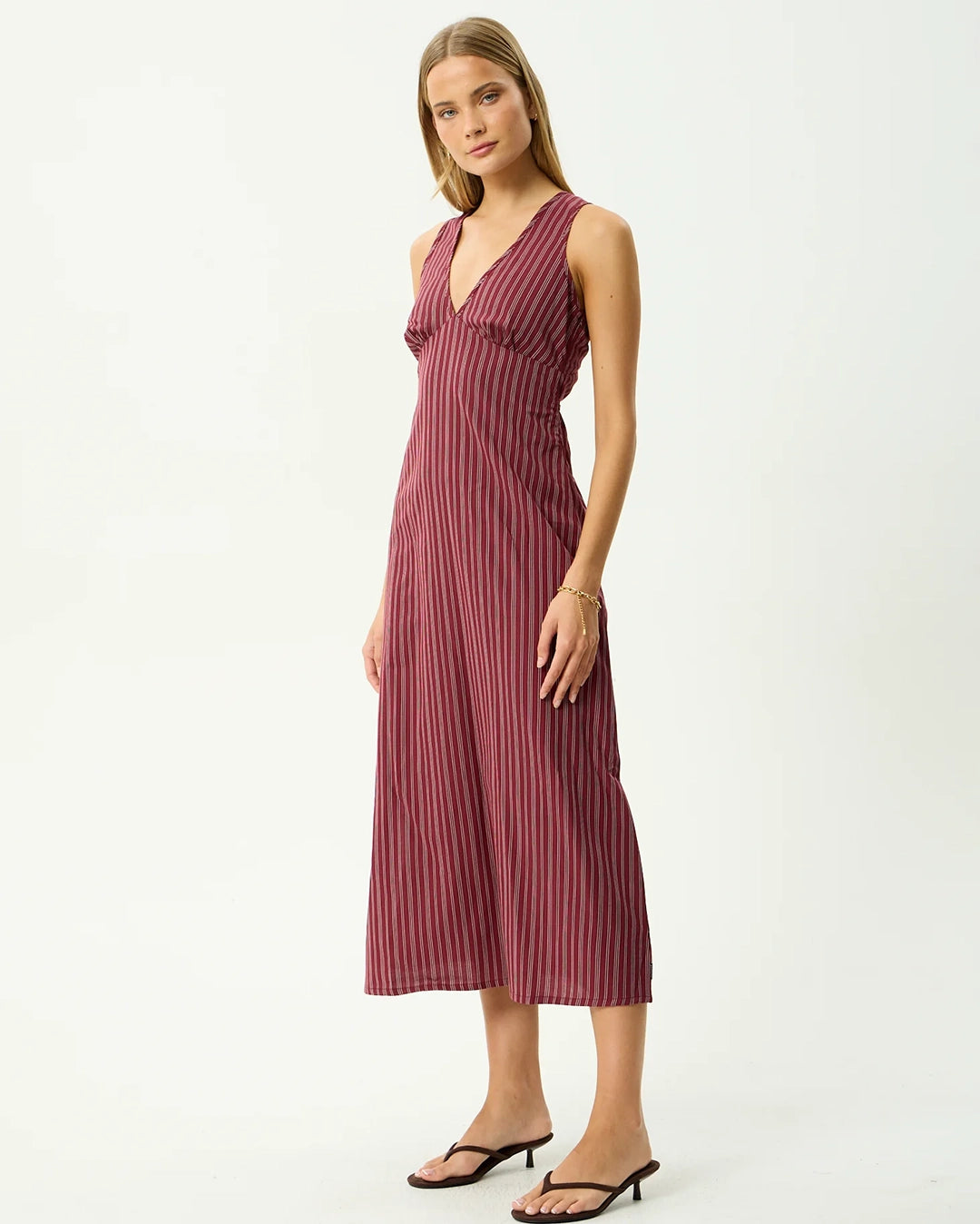 Ledger - Maxi Dress - Burgundy Stripe