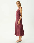 Ledger - Maxi Dress - Burgundy Stripe by Afends - view 4