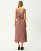 Capricorn Tully - Seersucker Maxi Dress - Burgundy / Beige Check by Afends - view 6