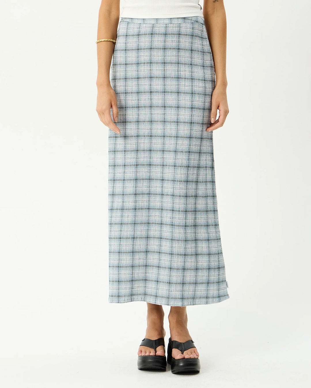 Lagoon - Seersucker Maxi Skirt - Overcast Check