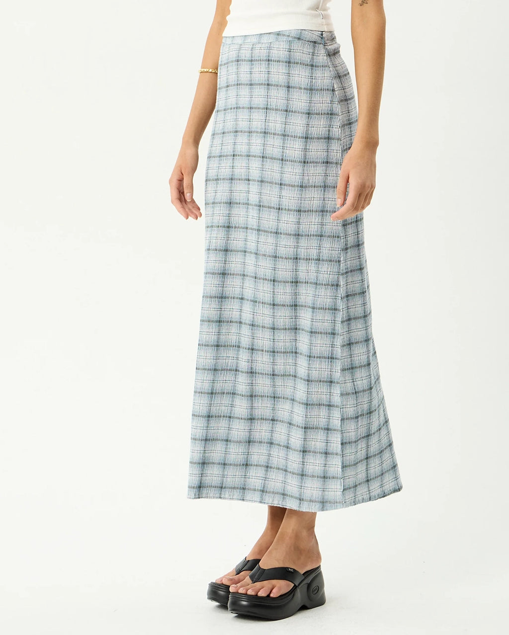 Lagoon - Seersucker Maxi Skirt - Overcast Check