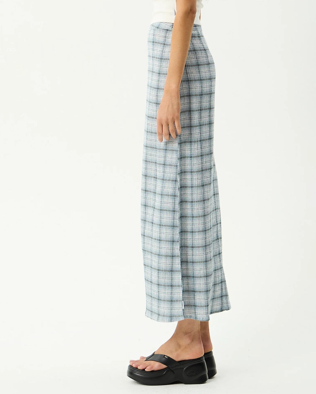 Lagoon - Seersucker Maxi Skirt - Overcast Check