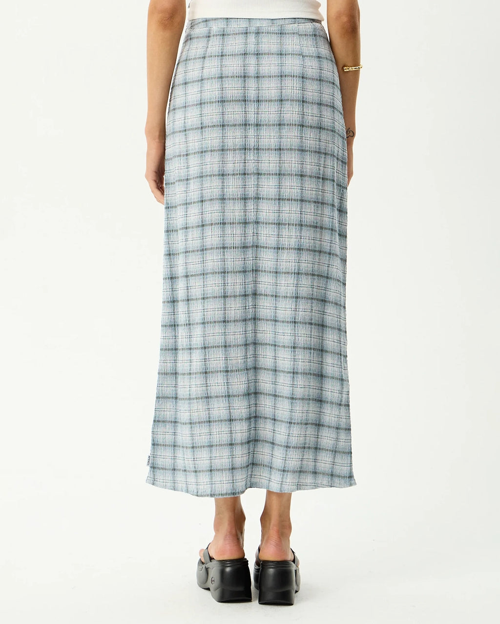 Lagoon - Seersucker Maxi Skirt - Overcast Check