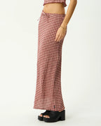 Capricorn - Seersucker Maxi Skirt - Burgundy / Beige Check by Afends - view 5