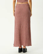 Capricorn - Seersucker Maxi Skirt - Burgundy / Beige Check by Afends - view 7