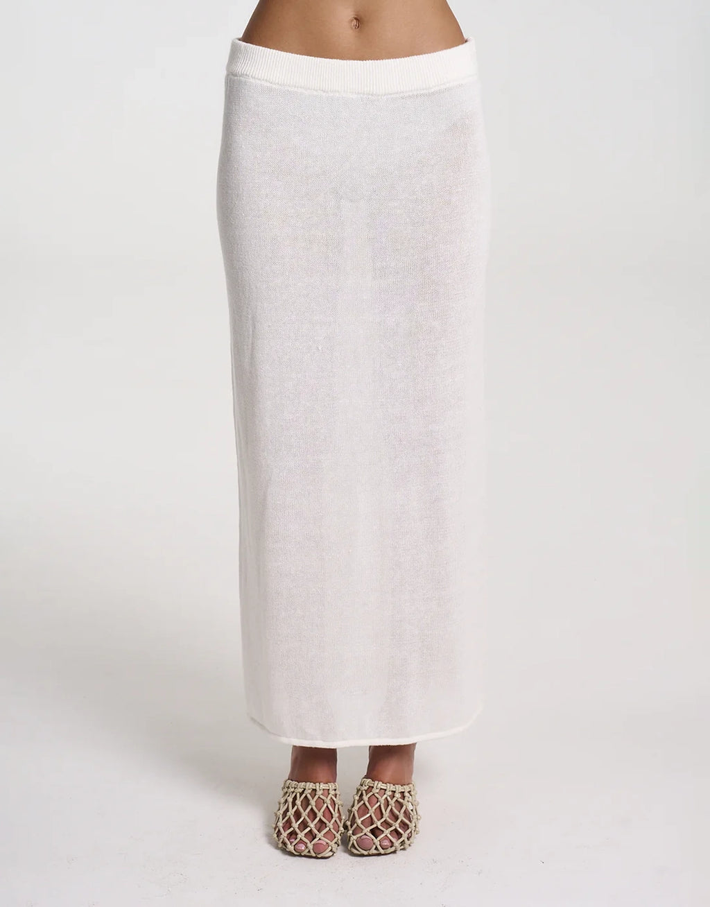 Knit Maxi Skirt - White