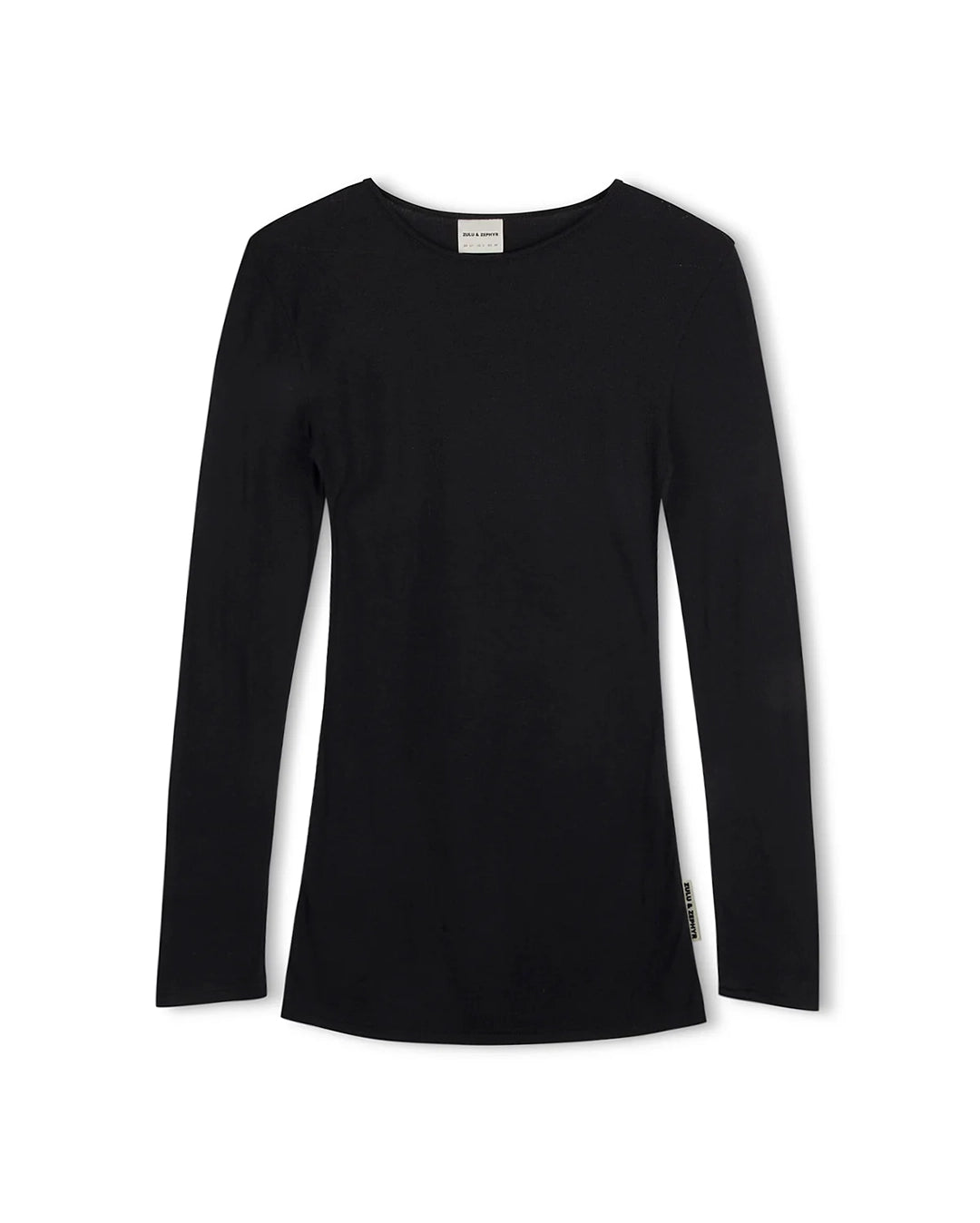 Black Rib Hemp Jersey Long Sleeve Top - Black by Zulu and Zephyr - view 4