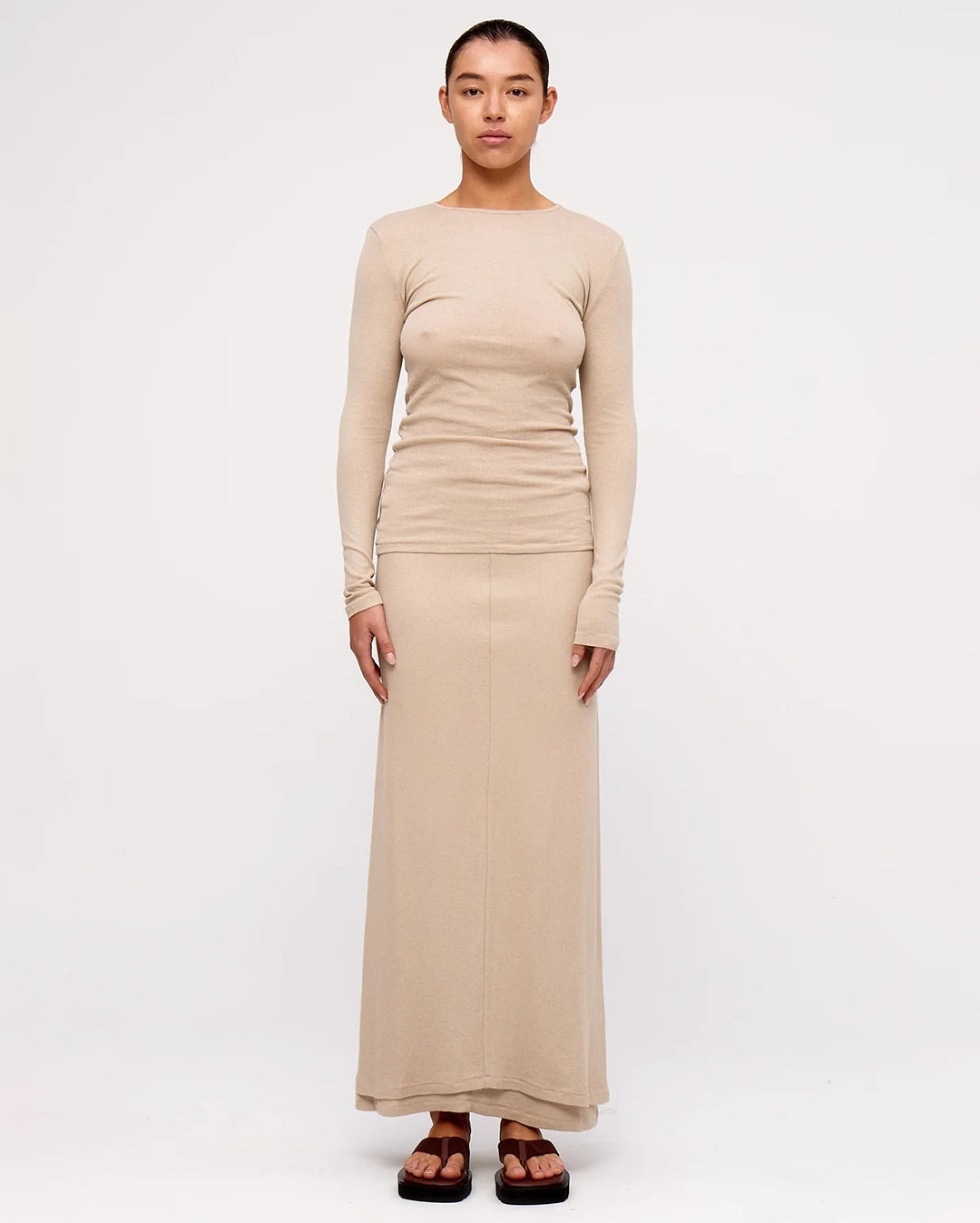 Husk Rib Hemp Jersey Long Sleeve Top - Husk by Zulu and Zephyr - view 3