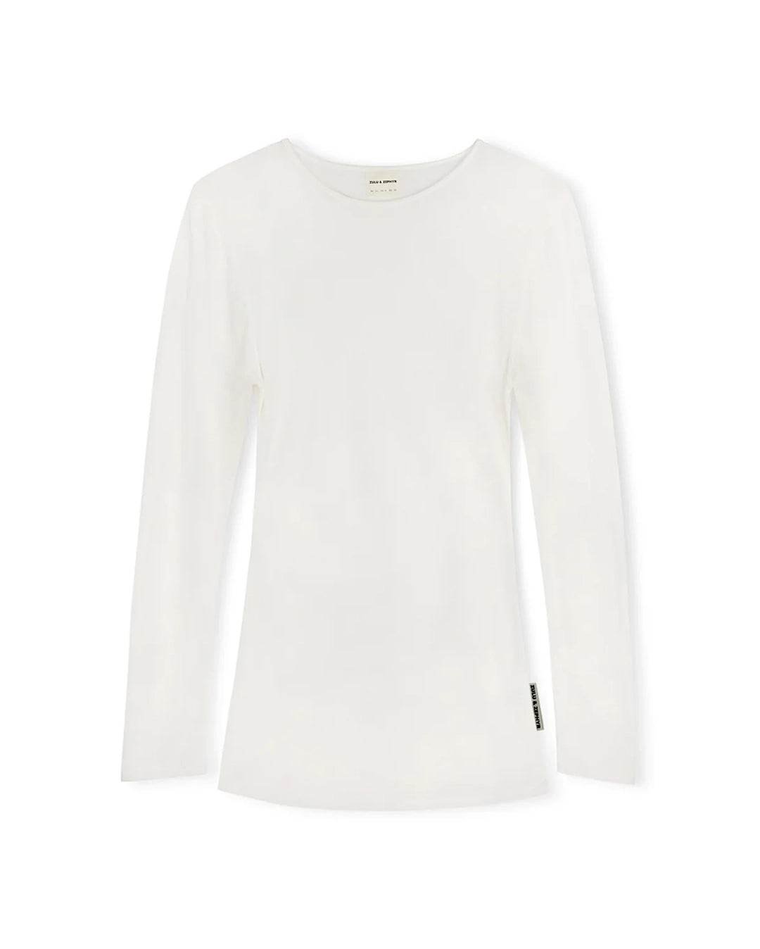 White Rib Hemp Jersey Long Sleeve Top - White by Zulu and Zephyr - view 7