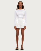 Gathered Long Sleeve Knit Top - White by Zulu and Zephyr - view 2