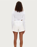 Gathered Long Sleeve Knit Top - White by Zulu and Zephyr - view 4