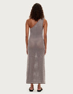 Lattice Knit One Shoulder Dress - Brown Stripe by Zulu and Zephyr - view 3