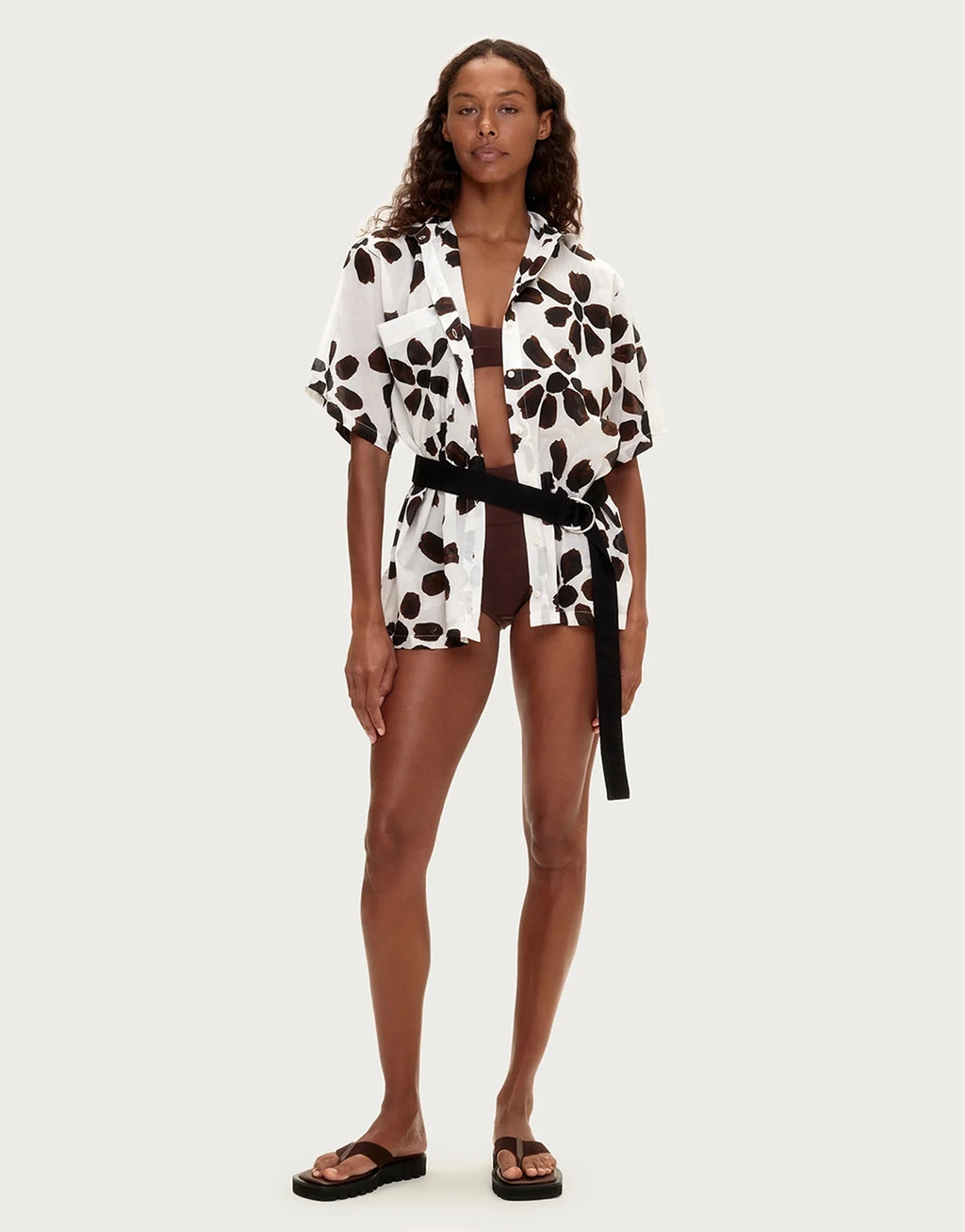 Cotton Shirt - Chocolate Flower