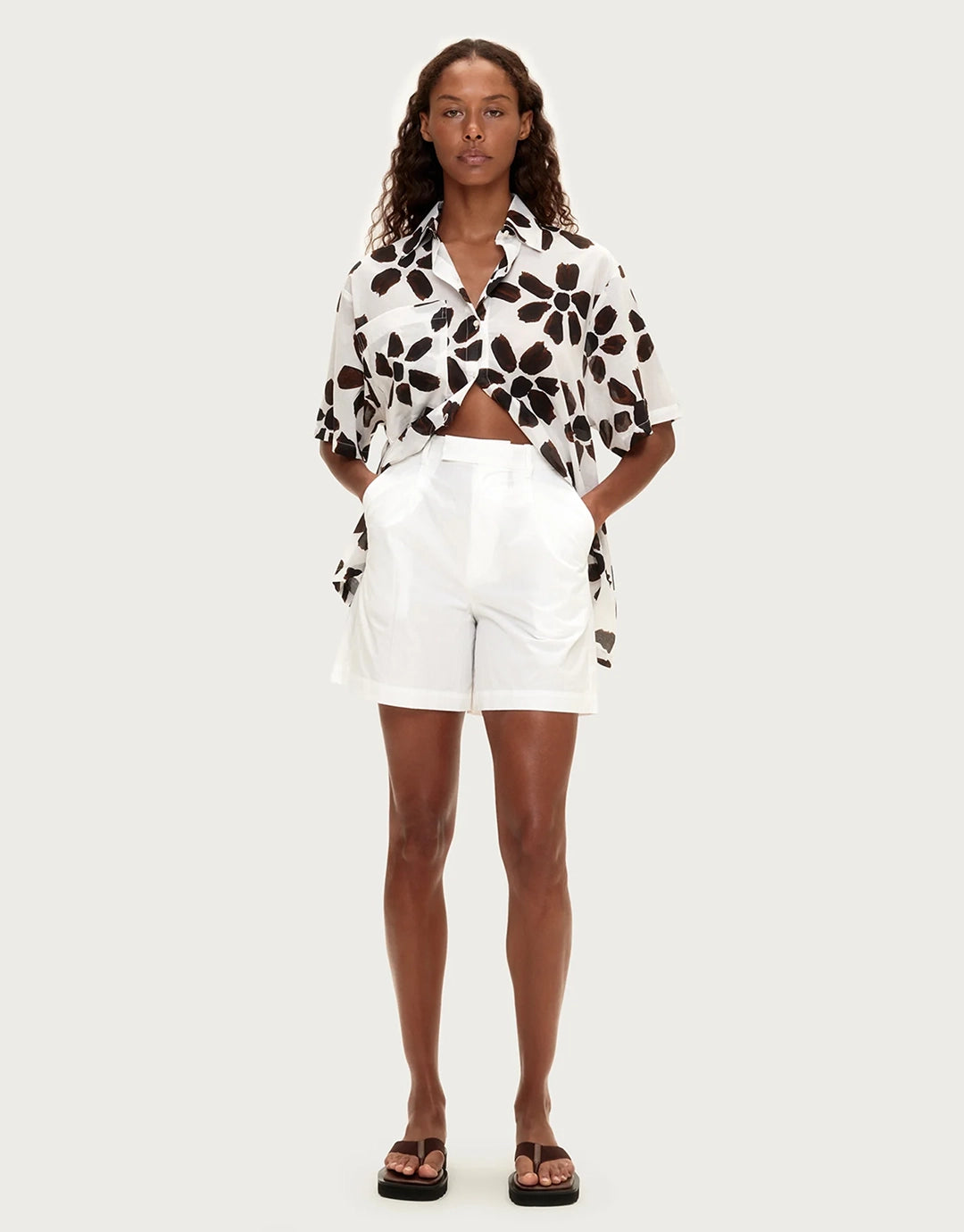 Cotton Shirt - Chocolate Flower