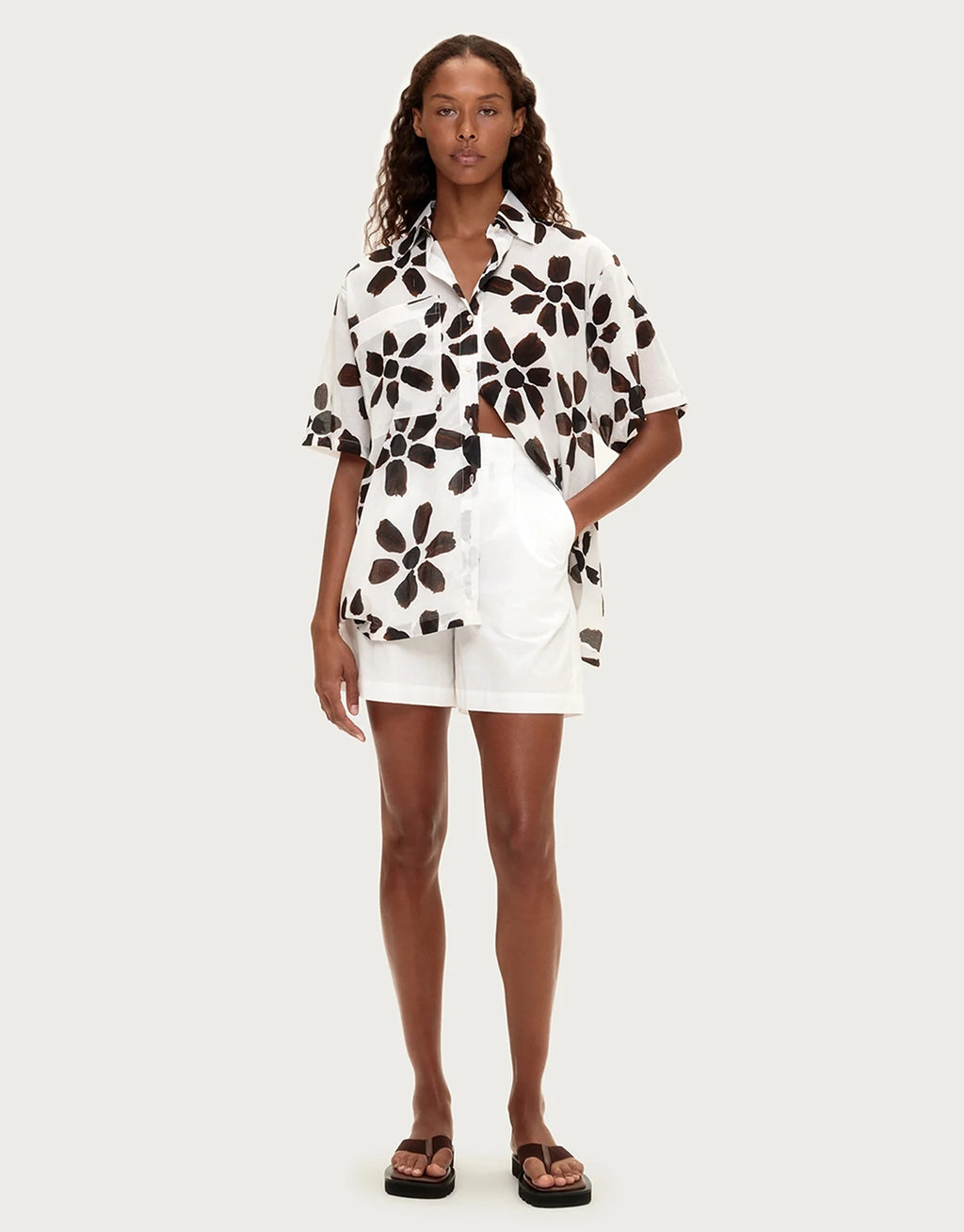 Cotton Shirt - Chocolate Flower