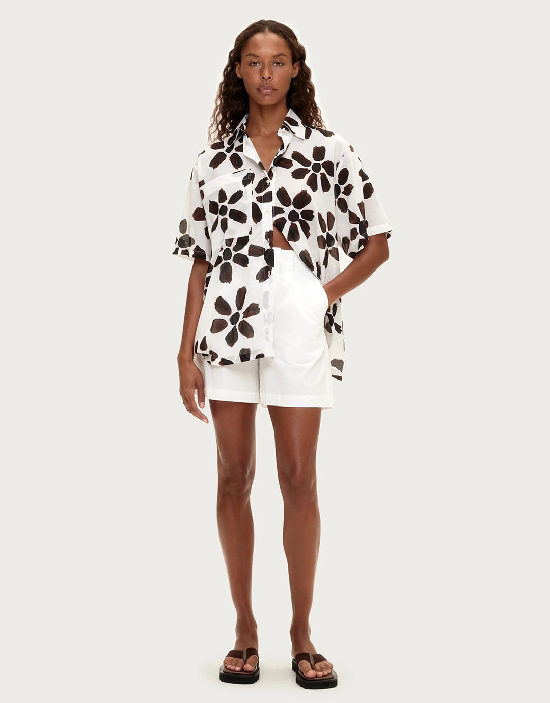 Cotton Shirt - Chocolate Flower