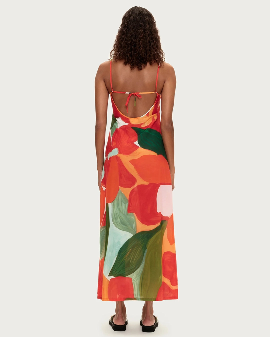 Cotton Silk Dress - Red Floral