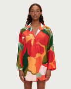 Cotton Silk Shirt - Red Floral by Zulu and Zephyr