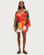 Cotton Silk Shirt - Red Floral by Zulu and Zephyr - view 2