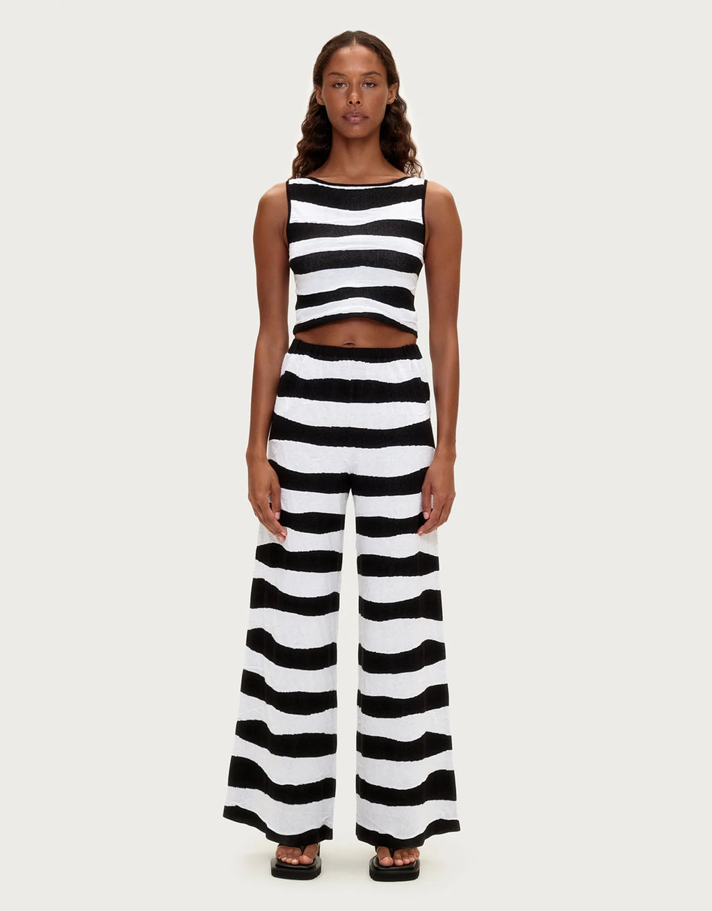 Textured Knit Tank - Black Stripe