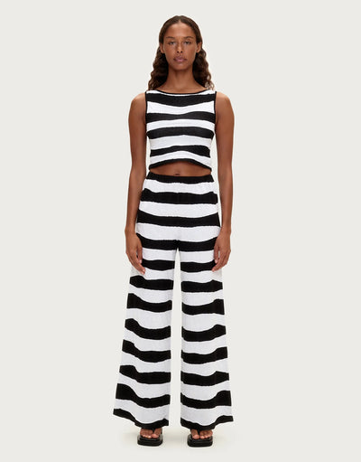 Textured Knit Tank - Black Stripe