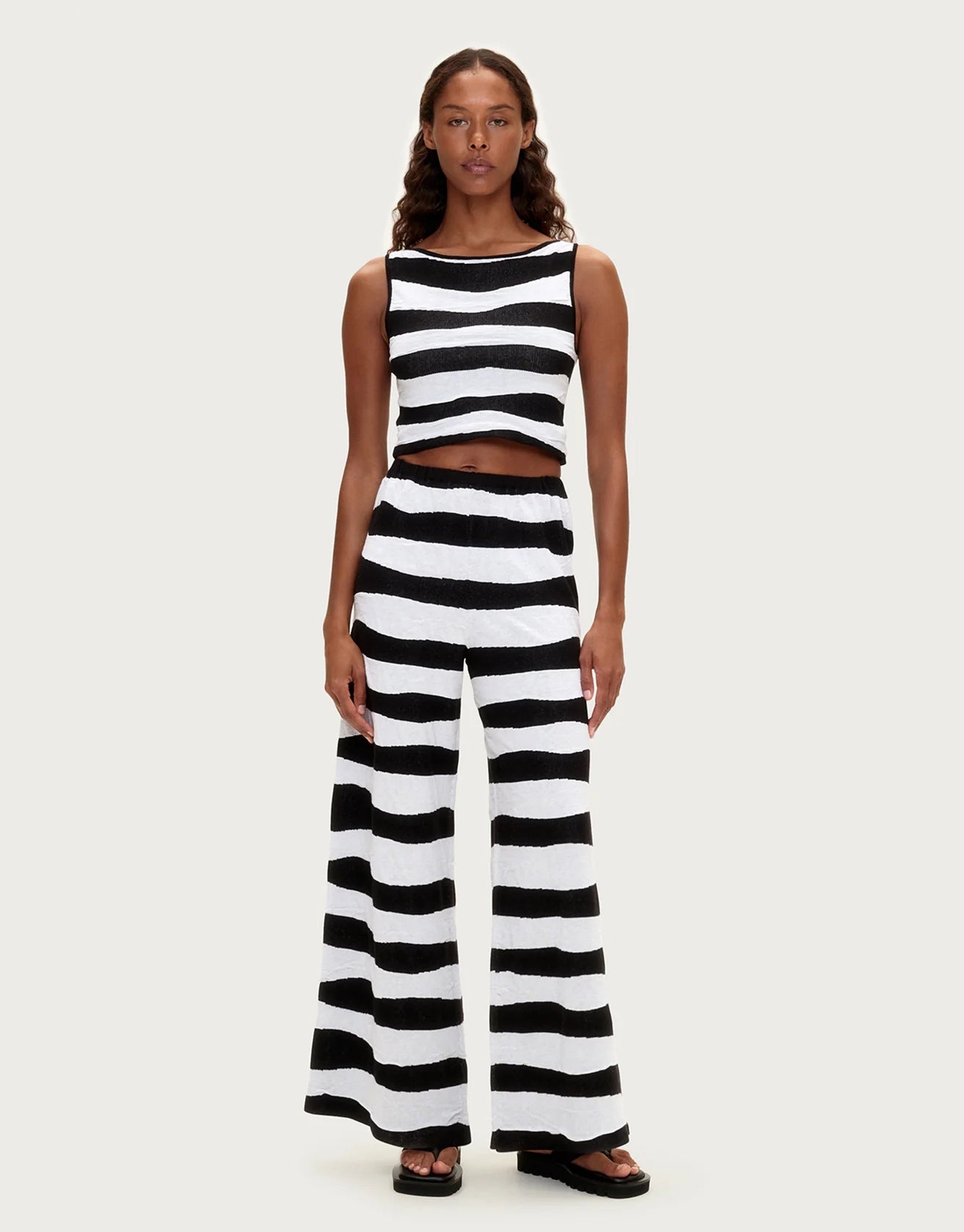 Textured Knit Tank - Black Stripe