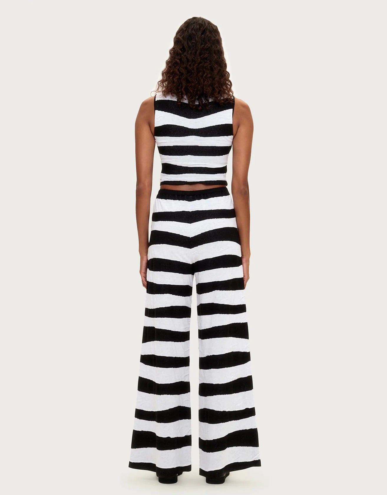 Textured Knit Pants - Black Stripe