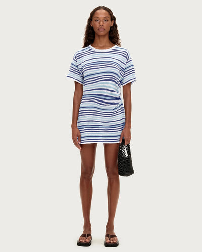 T-Shirt Knit Dress - Blue Stripe